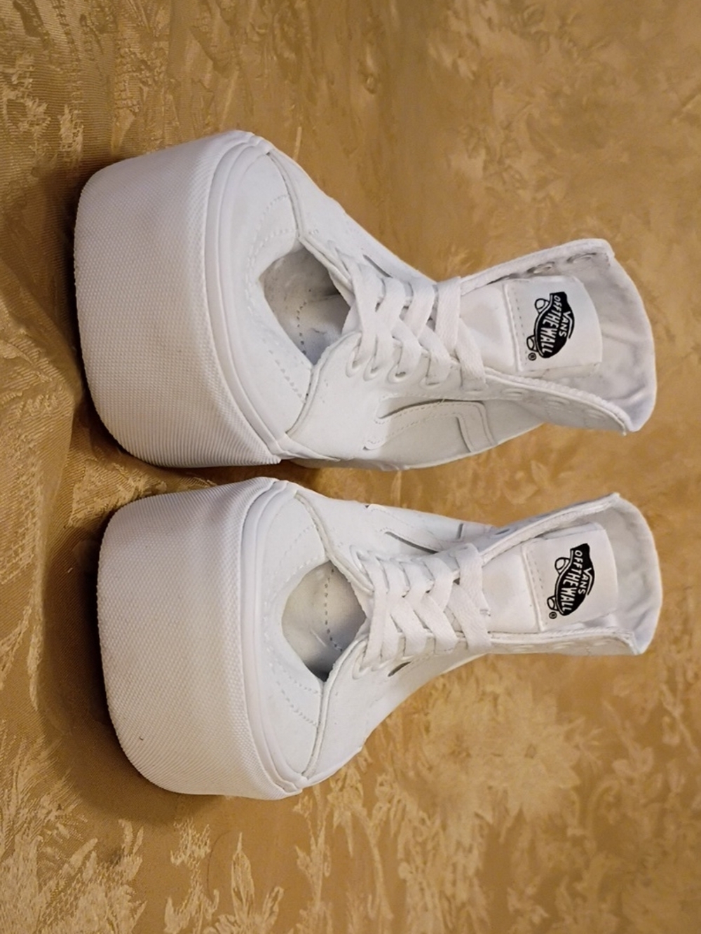 VANS Sk8-Hi Platform White Canvas High-Top Sneakers Women's 8.5 Men's 7.0 - Picture 3 of 10